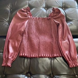 Andrew Mark New York Rhubarb Faux Leather Puff Sleeve